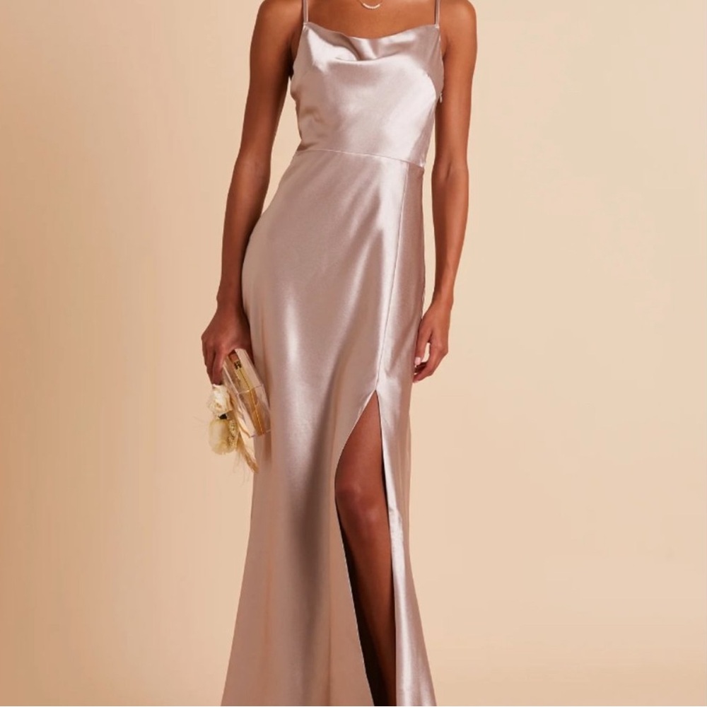 Buddy Grey Taupe Lisa Long Satin Gown